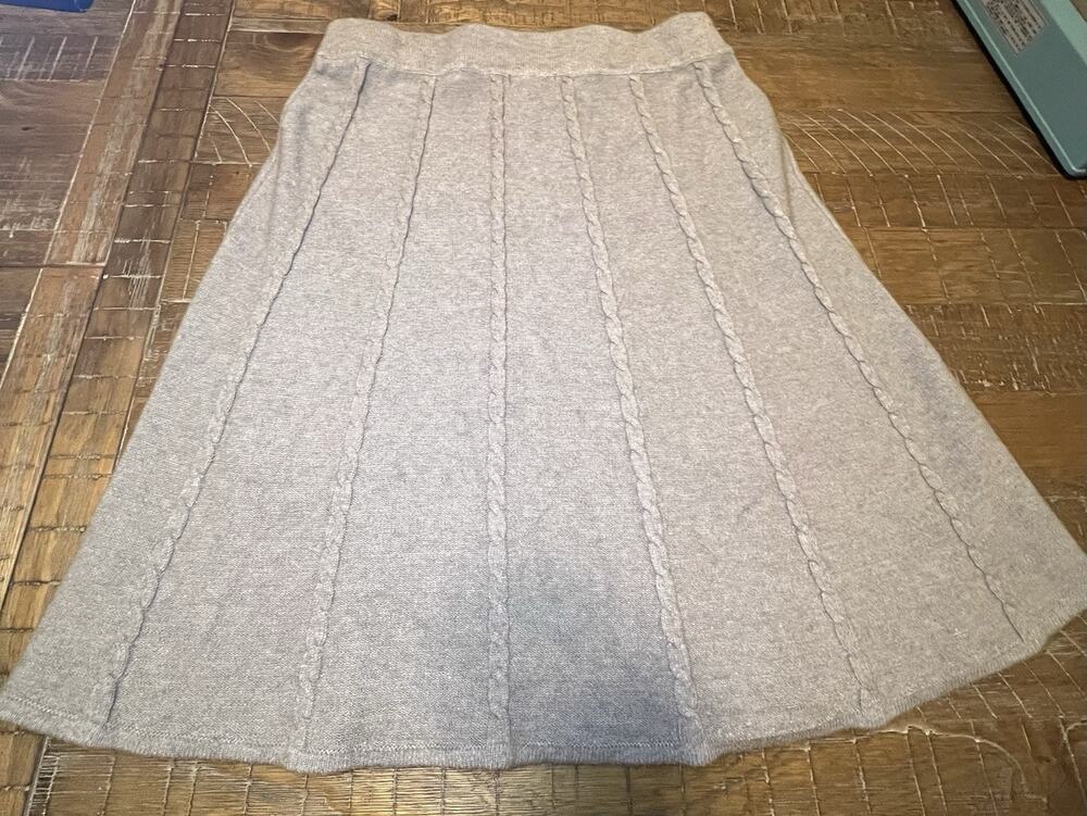 Sunny Leigh Skirt Heather Gray Cable Knit Stretch Women's Size Large NWT
